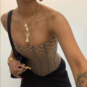 NWT MIAOU Peri Corset (Nude Monogram) - Size XS